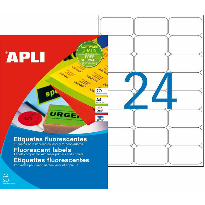 Etichete pentru Imprimantă Apli Portocaliu 64 x 33,9 mm