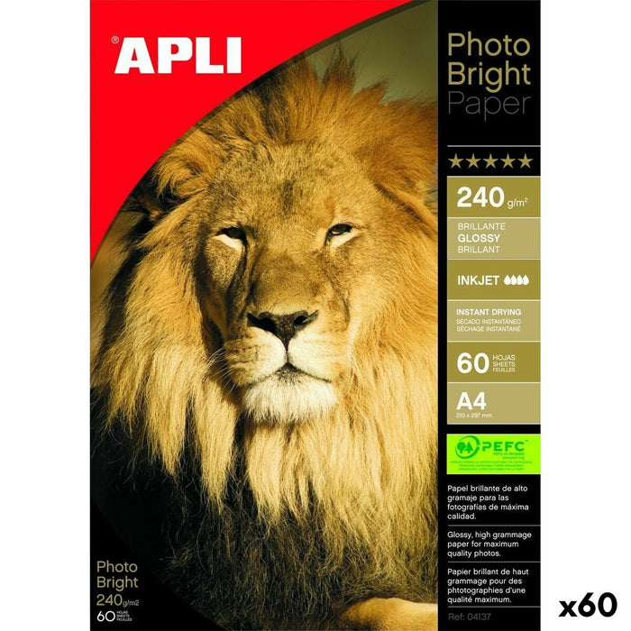 Hârtie Fotografică Lucioasă Apli Inkjet 60 Frunze A4