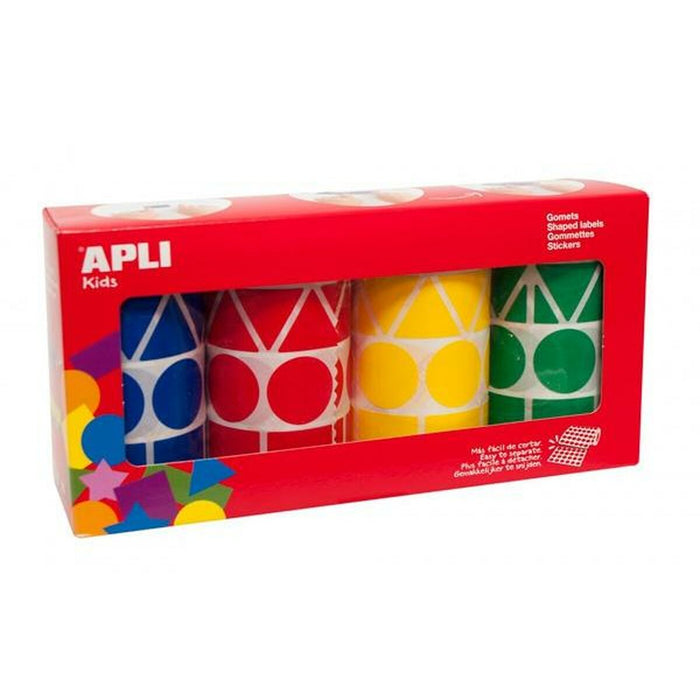 Autocolante Apli Gomets Galben Albastru Roșu Verde Rulă Forme geometrice (4 Piese)