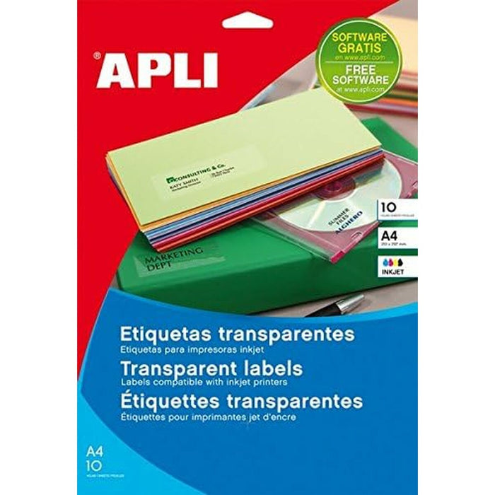 Etichete autoadezive Apli   Transparent Hârtie 10 Frunze 63,5 x 38,1 mm