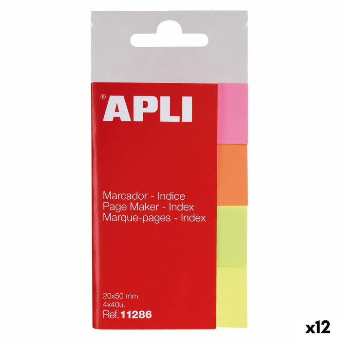 Semn de carte Apli Multicolor 160 Frunze 50 x 20 mm (12 Unități)