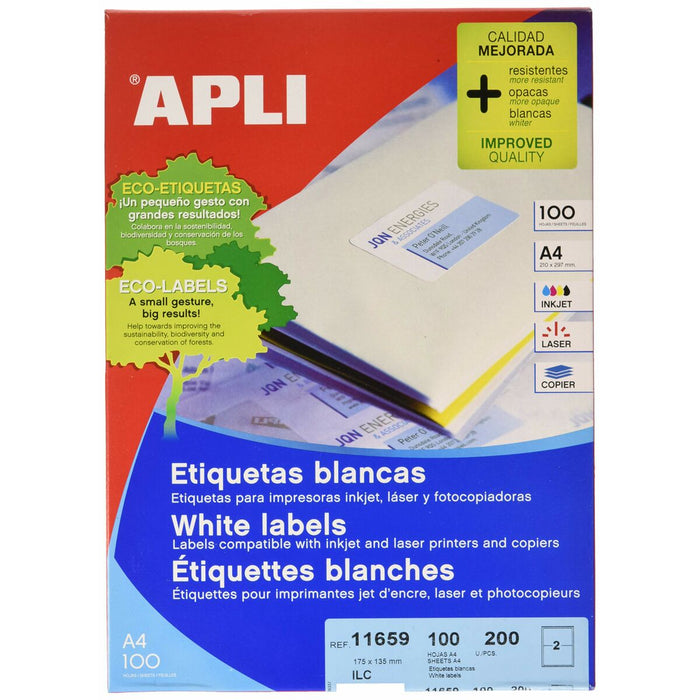 Etichete autoadezive Apli 100 Frunze Alb 175 x 135 mm