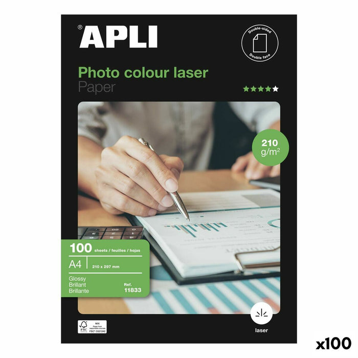 Hârtie Fotografică Lucioasă Apli Laser Cu două fețe 100 Frunze A4