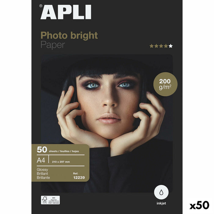 Hârtie Fotografică Lucioasă Apli Inkjet A4 100 Frunze