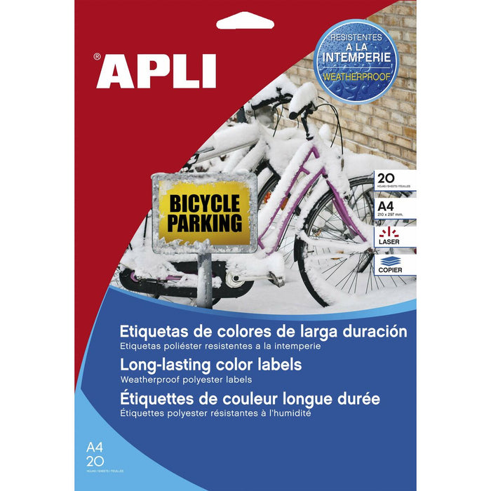 Etichete pentru Imprimantă Apli Galben 20 Frunze 210 x 297 mm