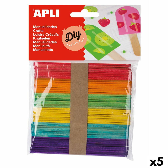 Materiale pentru artizanat Apli Băț pentru înghețată Multicolor Lemn (5 Unități) (50 Unități)