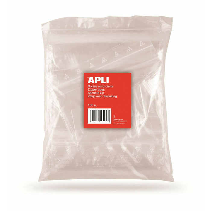 Set de Genți de Depozitare Apli Autoînchidere Plastic 100 Unități Clar 255 x 355 mm