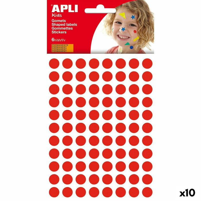 Autocolante Apli Kids Gomets Roșu Rotund (1 Piese) (10 Unități)
