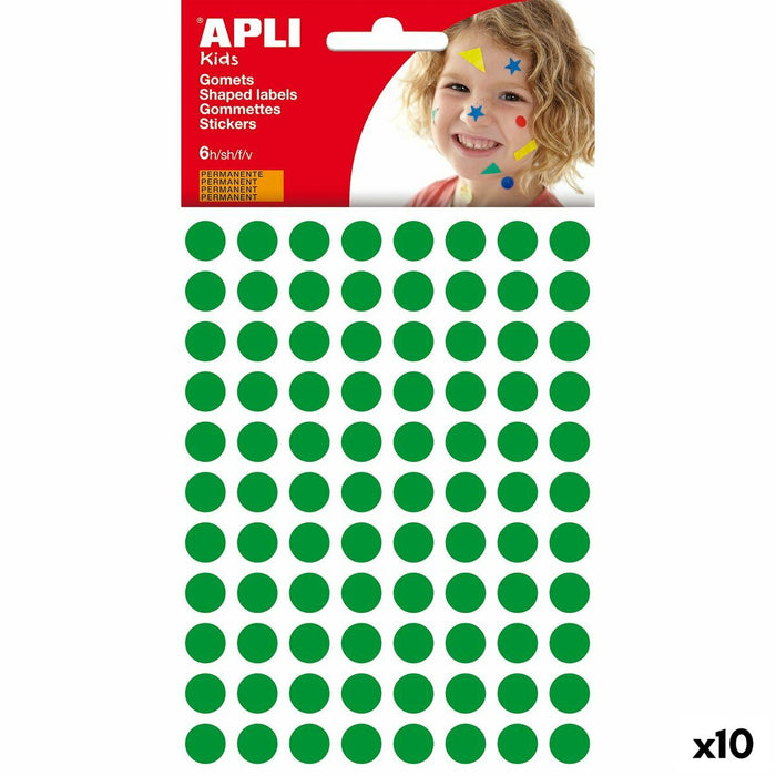 Autocolante Apli Kids Gomets Verde Rotund (10 Unități)
