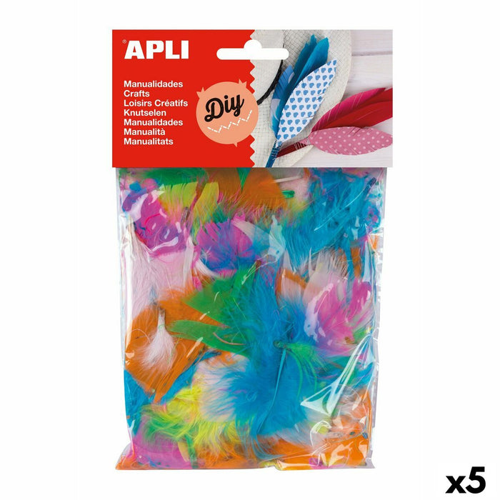 Materiale pentru artizanat Apli Pene Multicolor 14 g (5 Unități)