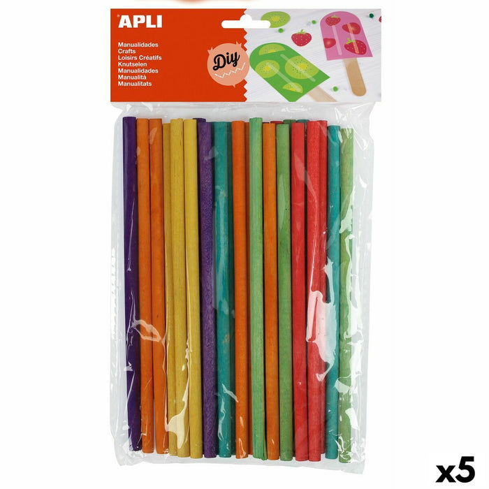 Materiale pentru artizanat Apli Bastoane/ Bețe Multicolor Lemn (5 Unități)