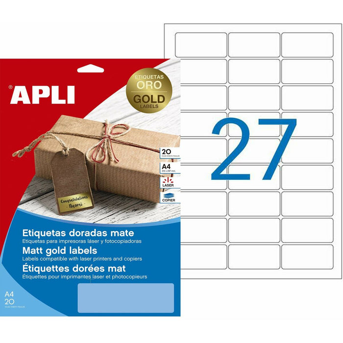 Etichete pentru Imprimantă Apli Auriu* 20 Frunze 63,5 x 29,6 mm