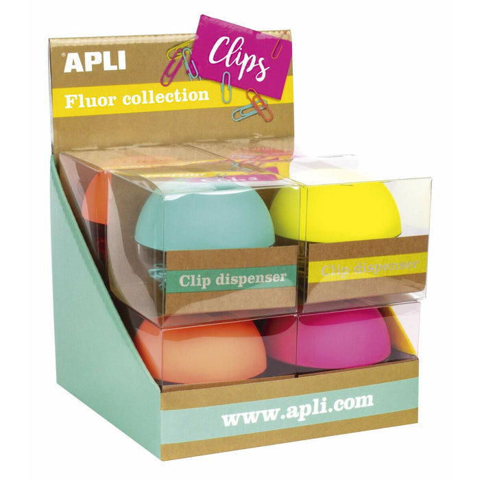 Borcan pentru Agrafe Apli Clips Multicolor 8 Unități