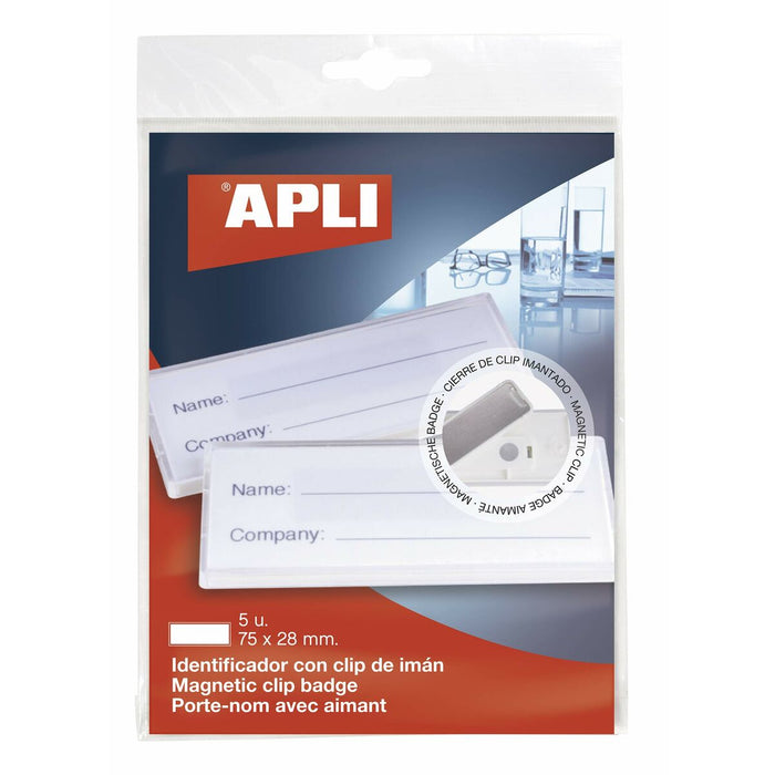 Husă pentru carte de identitate Apli Alb Transparent Plastic 25 Piese 7,5 x 2,8 cm (5 Unități)