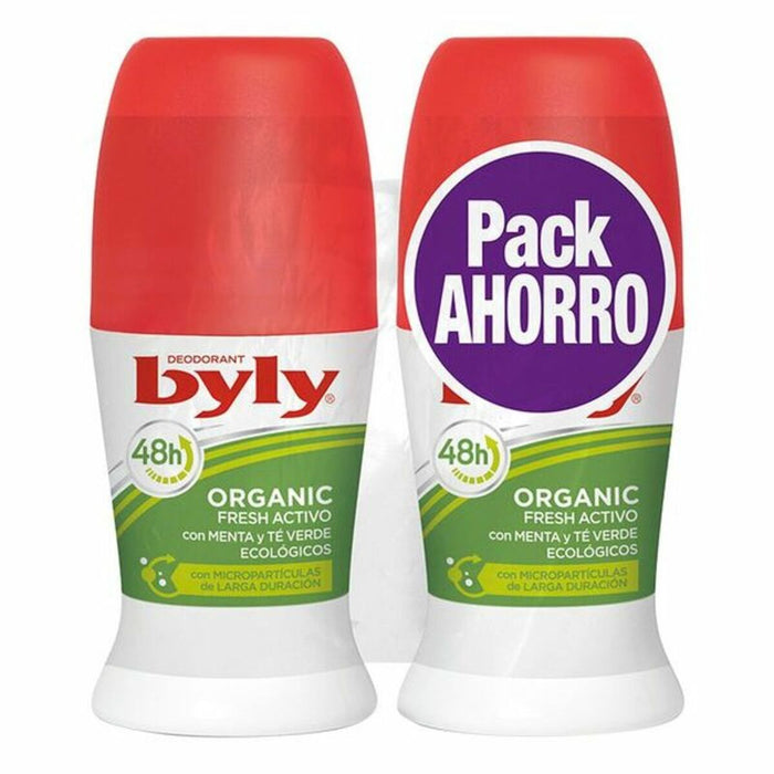 Deodorant Roll-On Organic Extra Fresh Activo Byly (2 uds)