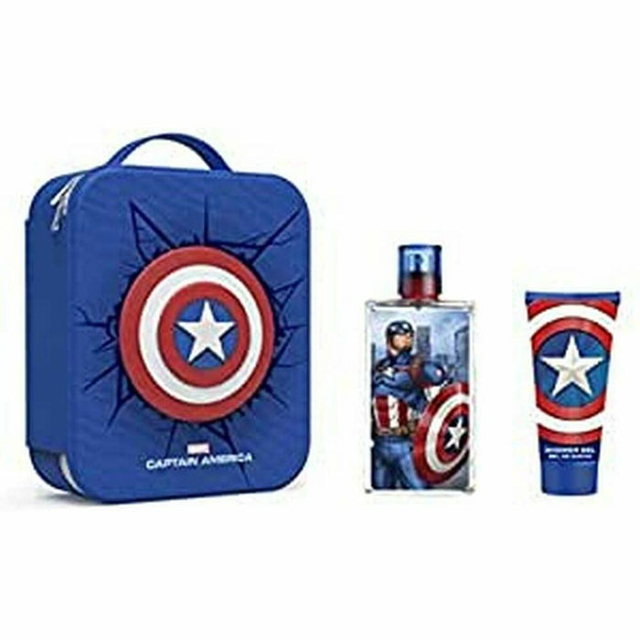 Set de Parfum Copii Cartoon Capitan America Neceser Lote Captain America 3 Piese 2 Piese