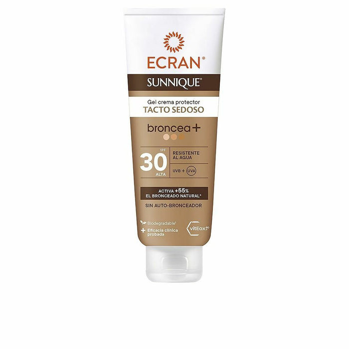 Gel cu protecție solară Ecran Sunnique Broncea+ Crem SPF 30 (250 ml)