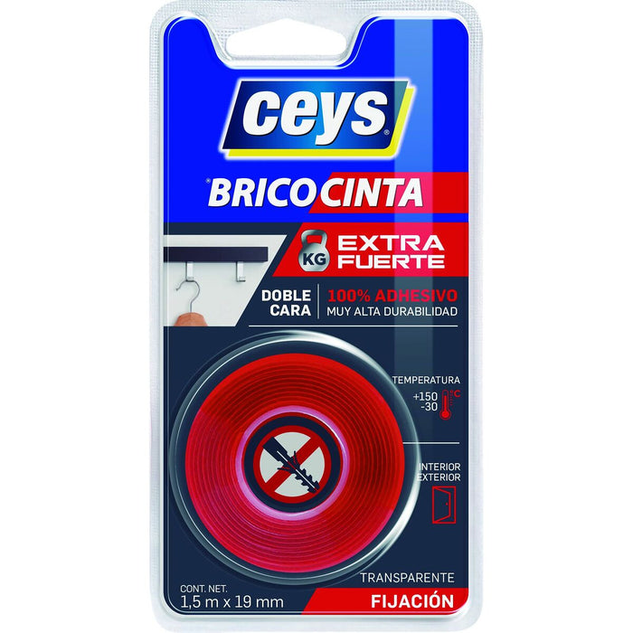 Bandă cu două fețe Ceys 1,5 m Transparent