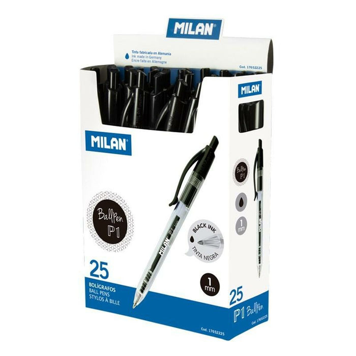 Stilou Milan P1 Negru 1 mm (25 Piese)