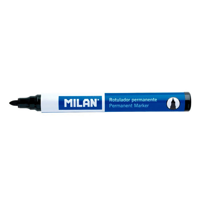 Marker permanent Milan Vârf rotund Negru PVC 12 Unități (Ø 4 mm)