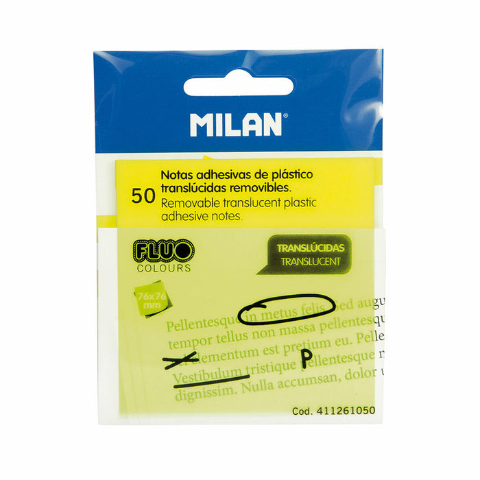 Notițe cu Adeziv Milan 411261050 Fluor 76 x 76 mm Translucidă