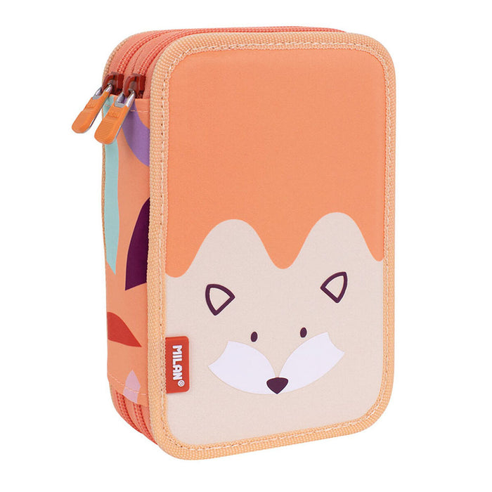 Creion dublu Milan Fun Animals Portocaliu 19,5 x 13 x 5 cm 36 Piese