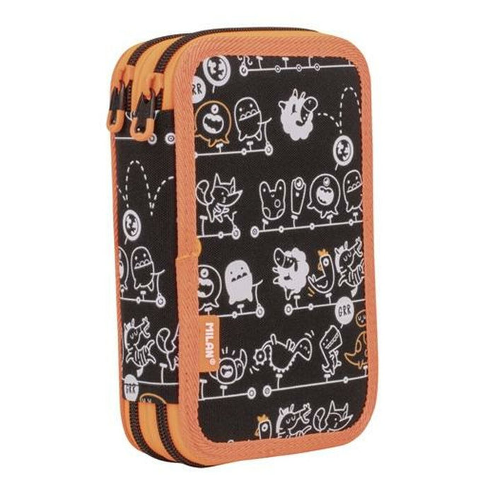 Creion dublu Milan Crocodil Negru 19,5 x 13 x 5 cm