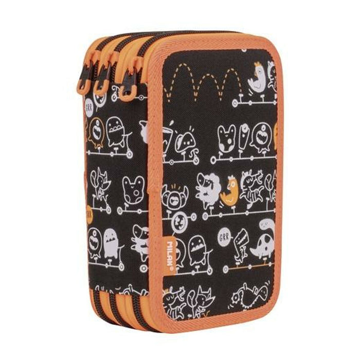 Penar Triplu Milan Dinozauri Negru 19,5 x 13 x 7,5 cm