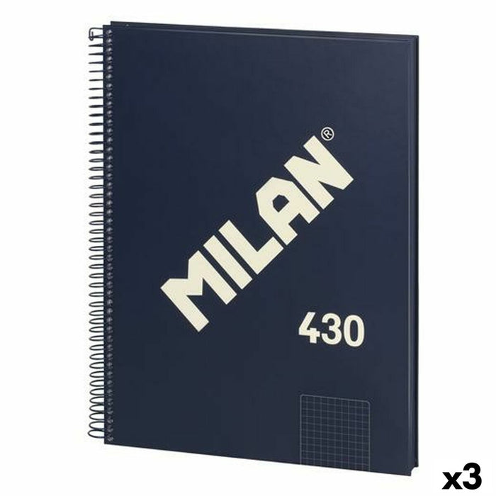 Notebook Milan 430 Albastru A4 80 Frunze (3 Unități)