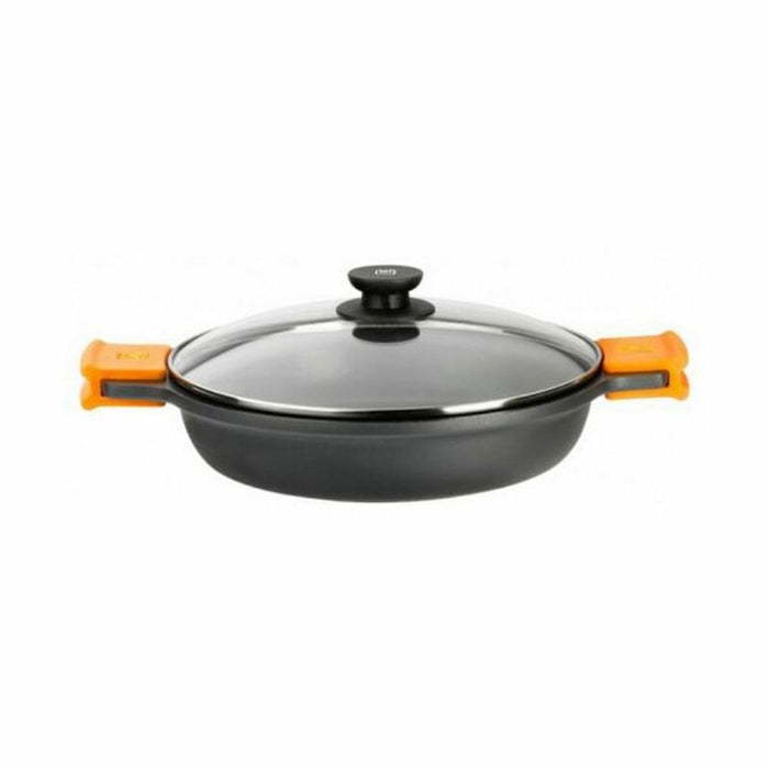 Caserolă BRA A270532 (32 cm) Negru Negru/Portocaliu Metal Aluminiu Aluminiu forjat Aluminiu turnat Ø 32 cm