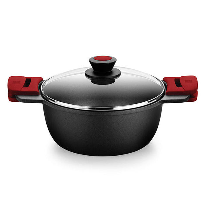 Caserolă Cu Capac de Sticlă BRA A410324 Ø 24 cm Negru 4 L