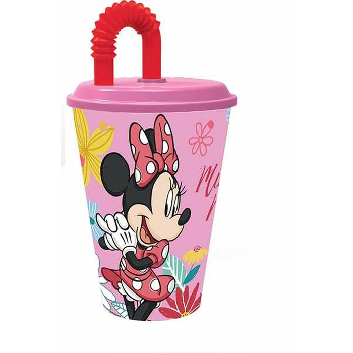 Pahar cu Pai Minnie Mouse Spring Look 430 ml