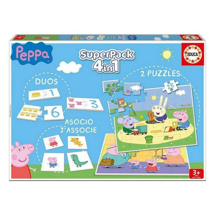 Joc Educativ Peppa Pig SuperPack 4 in 1 Educa Multicolor (Spaniolă)