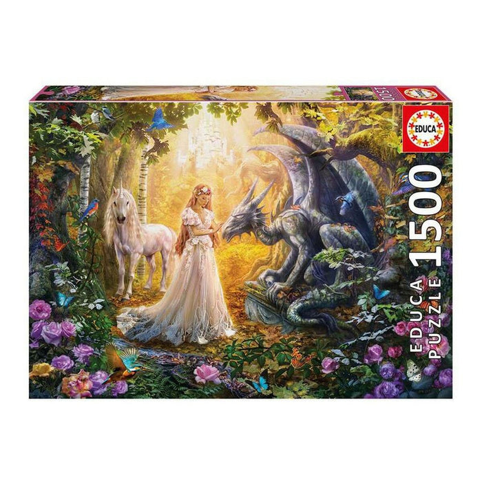 Puzzle Dragón Princesa Unicornio Educa 17696 1500 Piese 85 x 60 cm
