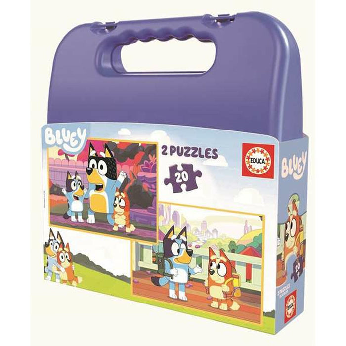 Set de 2 Puzzle-uri Bluey Servietă 20 Piese
