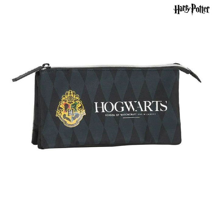 Geantă Universală Harry Potter Hogwarts Triplu Harry Potter Negru Gri (22 x 12 x 3 cm) (22 x 3 x 12 cm)