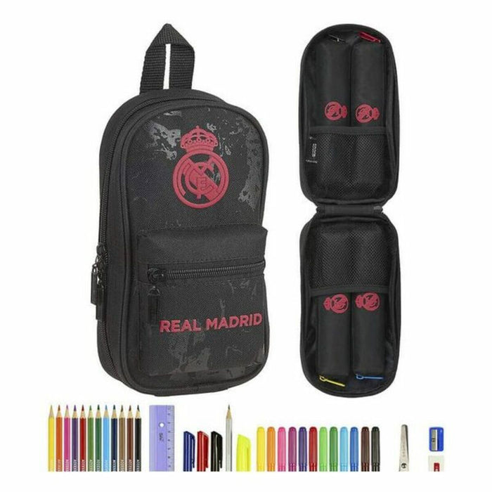 Cutie pentru creioane Real Madrid C.F. Negru 12 x 23 x 5 cm (33 Piese)