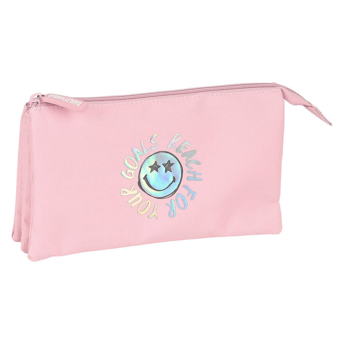 Penar triplu Iris Smiley Roz (22 x 12 x 3 cm)