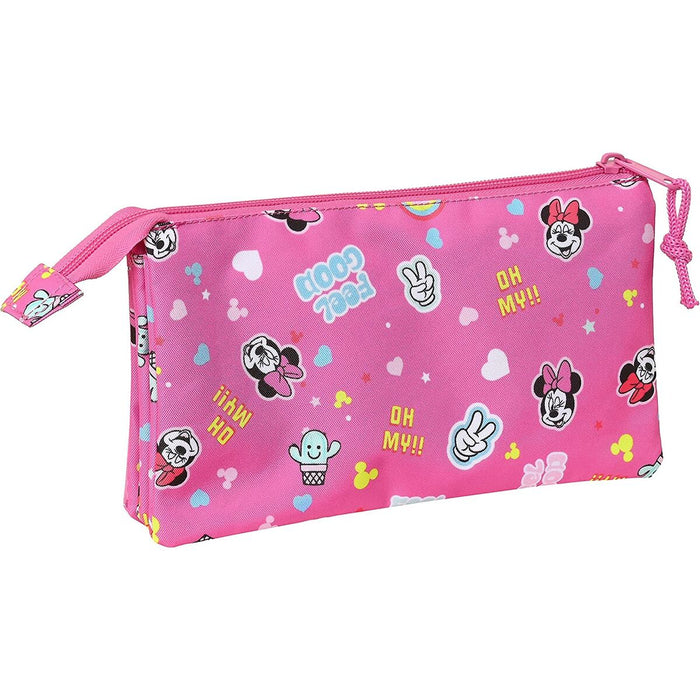 Penar triplu Minnie Mouse Lucky Roz 22 x 12 x 3 cm