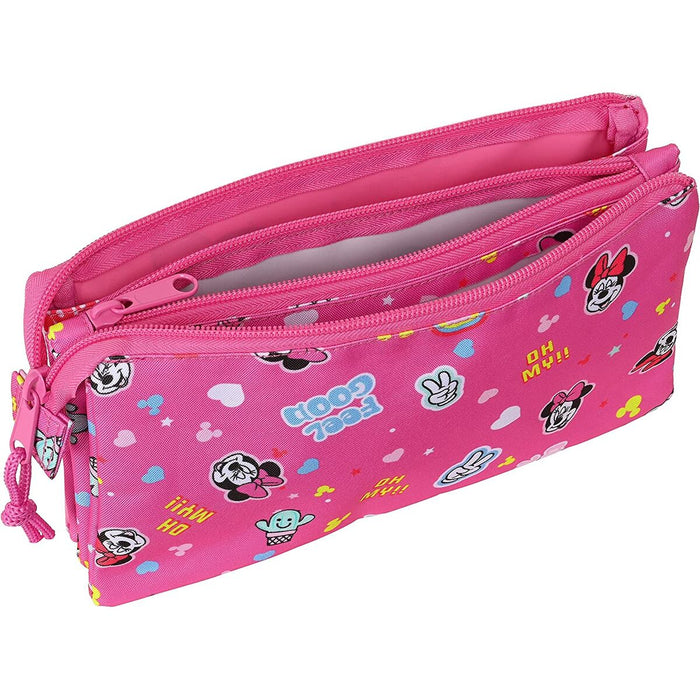 Penar triplu Minnie Mouse Lucky Roz 22 x 12 x 3 cm