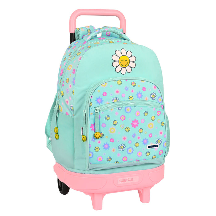 Ghiozdan cu Roți Smiley Summer fun Turquoise (33 x 45 x 22 cm)
