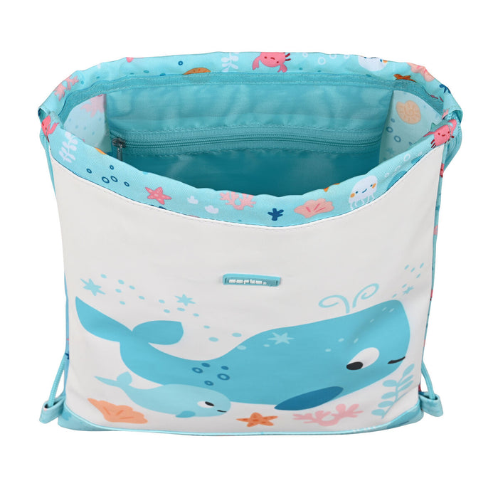 Geantă Rucsac cu Bretele Safta Ballenita Alb Albastru deschis (26 x 34 x 1 cm)