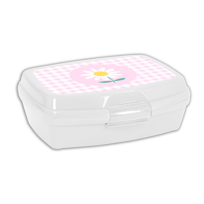 Cutie pentru Sandwich Safta Flor Plastic Roz Alb (17 x 6 x 14 cm)