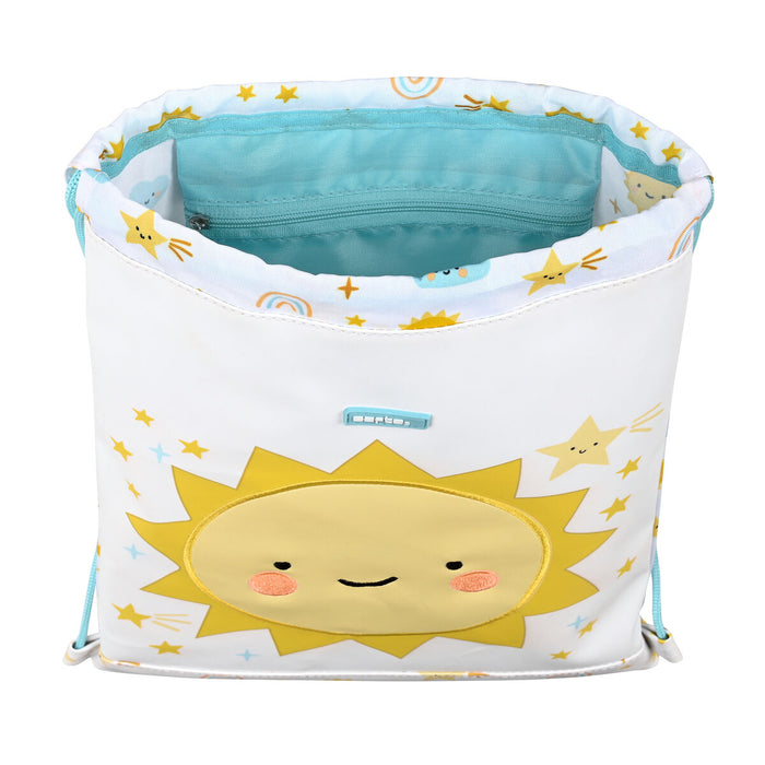 Geantă Rucsac cu Bretele Safta Solete Alb Galben (26 x 34 x 1 cm)