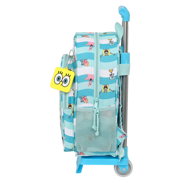 Ghiozdan 3D cu Roți Spongebob Stay positive Albastru Alb 26 x 34 x 11 cm