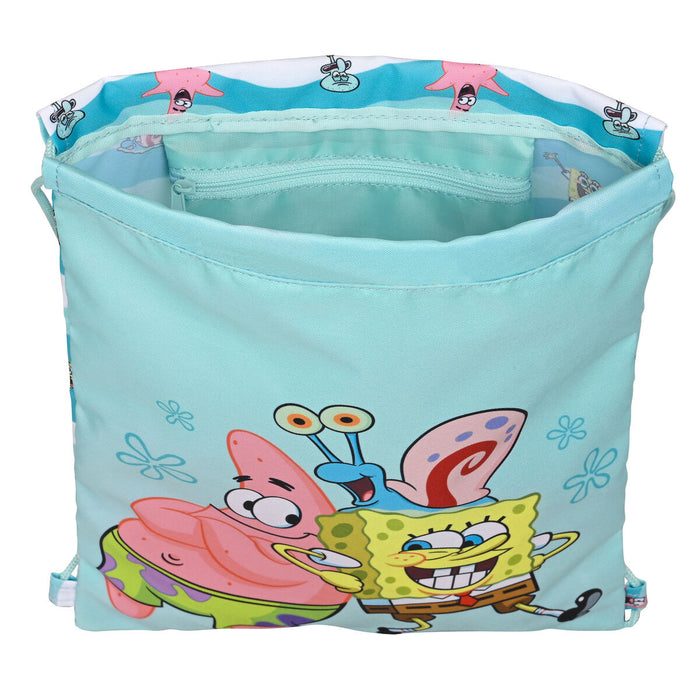 Geantă Rucsac cu Bretele Spongebob Stay positive Albastru Alb (26 x 34 x 1 cm)