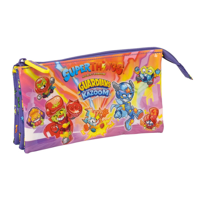 Penar triplu SuperThings Guardians of Kazoom Mov Galben (22 x 12 x 3 cm)