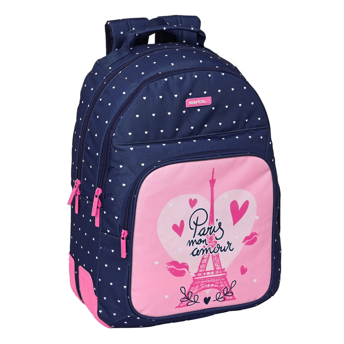 Ghiozdan Safta Paris Roz Bleumarin 32 x 42 x 15 cm
