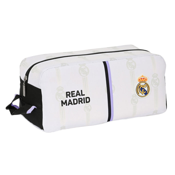 Geantă pentru Încălțăminte de Voiaj Real Madrid C.F. Negru Alb (34 x 15 x 18 cm)