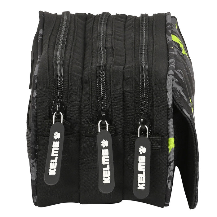 Penar triplu Kelme Jungle Negru Gri Lămâie verde (21,5 x 10 x 8 cm)